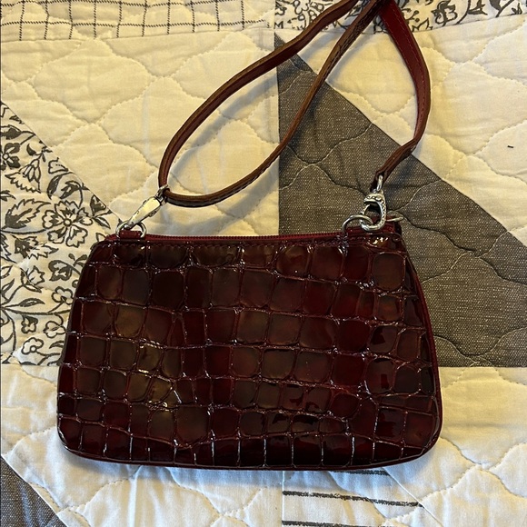 Brighton Burgundy Croc-Embossed Crossbody Bag - Picture 2 of 8